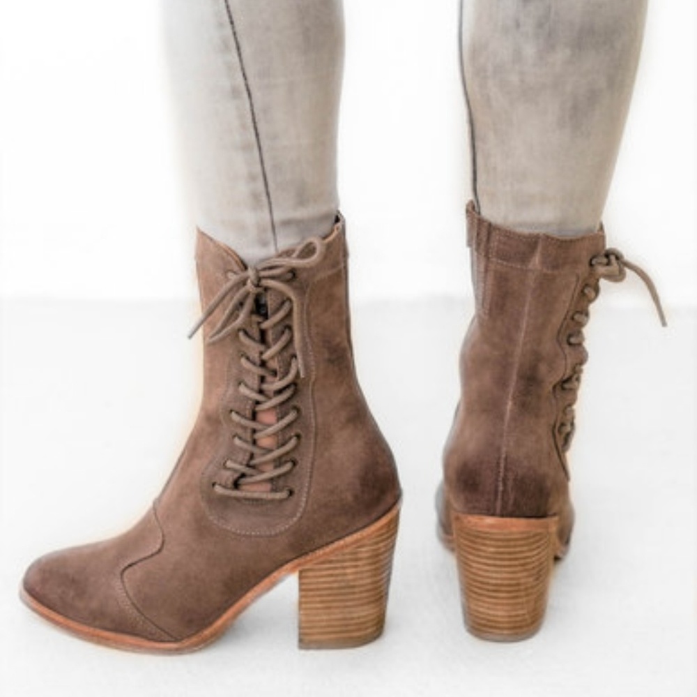 Jeffrey Campbell Sispara taupe suede mid boot 6.5